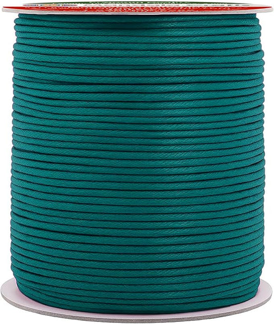 Mandala Crafts 2mm 109 Yards Teal Cotton Waxed Cord for Jewelry Making Bracelet Cord Waxed String - Beading String Thread Jewelry Cords for Necklaces String