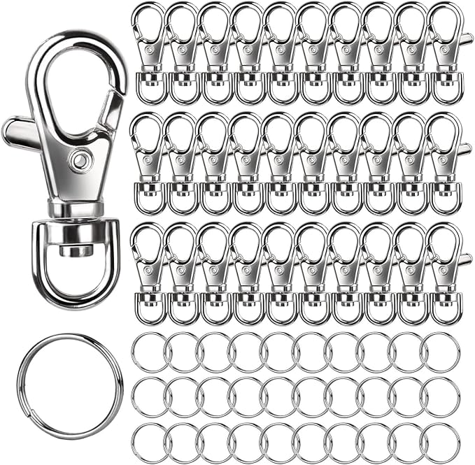 LEOBRO 60PCS Lobster Claw Clasps and Key Rings, Keychain Making kit by LEOBRO
