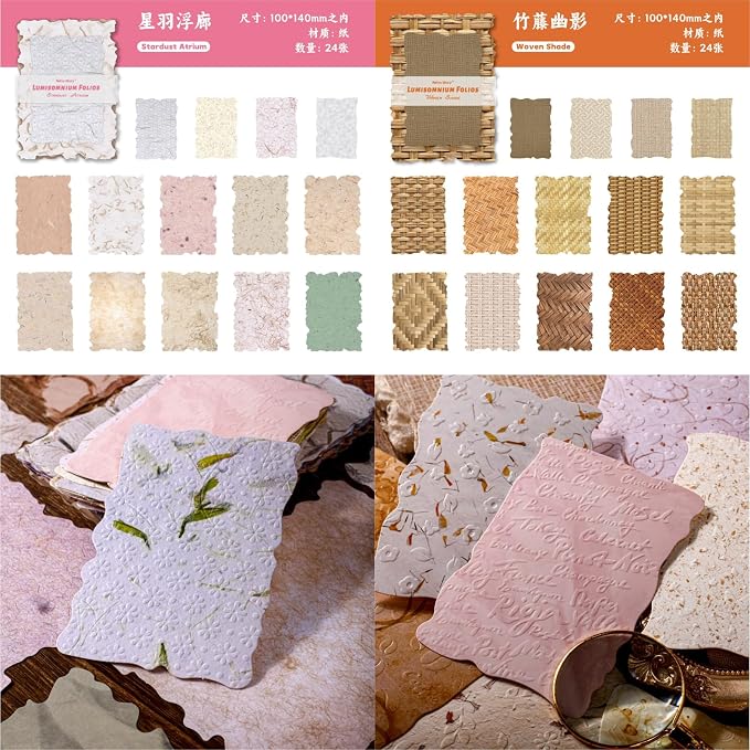 144 Sheets 3D Embossed Scrapbook Paper, 4x5.5 Letterpress Textured Ephemera - Image 3
