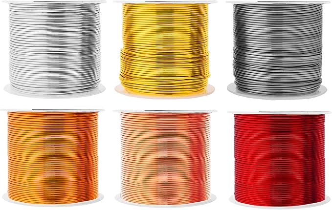 Mandala Crafts 18 Gauge Anodized Aluminum Craft Wire for Jewelry Making - 450 FT Colored Flexible Silver Copper Light Gold Gray Gold Red Wire - Bendable for Bonsai Armature Crafting Sculpting