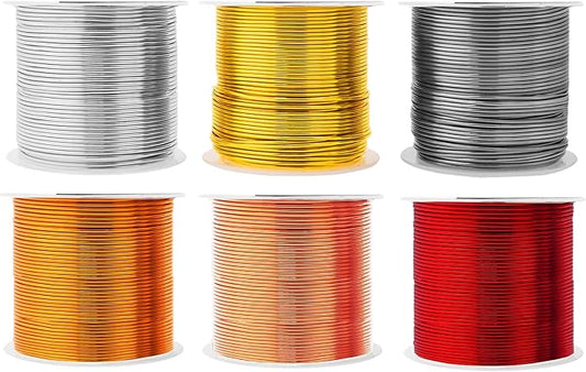 Mandala Crafts 18 Gauge Anodized Aluminum Craft Wire for Jewelry Making - 450 FT Colored Flexible Silver Copper Light Gold Gray Gold Red Wire - Bendable for Bonsai Armature Crafting Sculpting