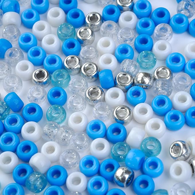 1000PCS 6x9mm Blue and White Pony Beads, Kandi Beads - Image 7