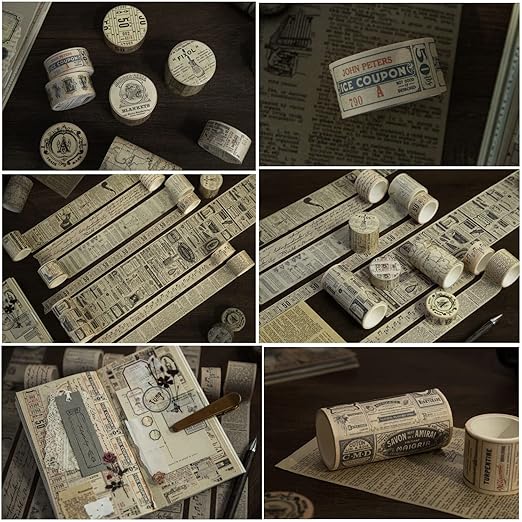 10 Rolls (Totally 98ft/30m) Vintage Washi Tape Set, Masking Tape Nostalgic Style Decor Sticker for DIY Craft Scrapbooking Bullet Journal Planner Gift Wrapping