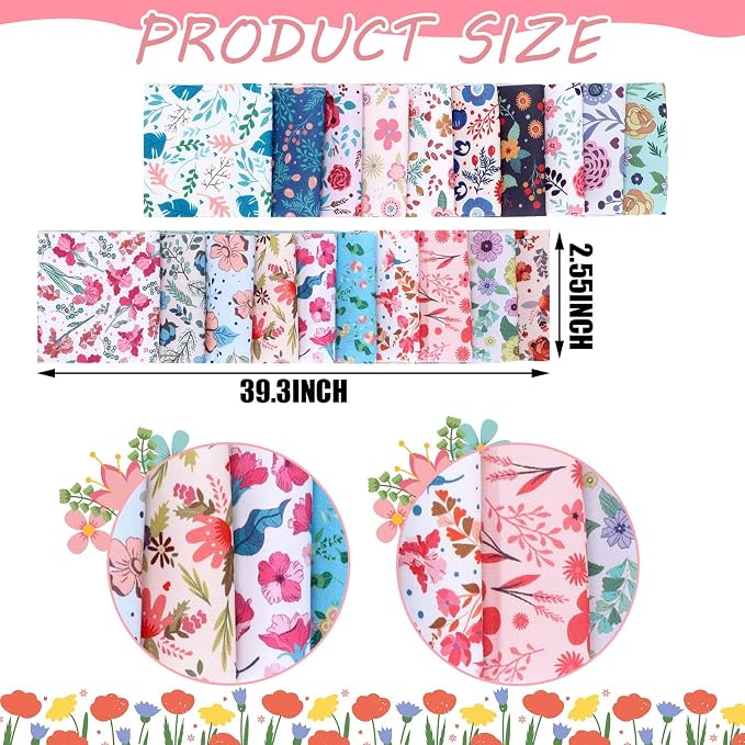 Hosuly 40 Pcs Pink Floral Jelly Fabric - Image 2