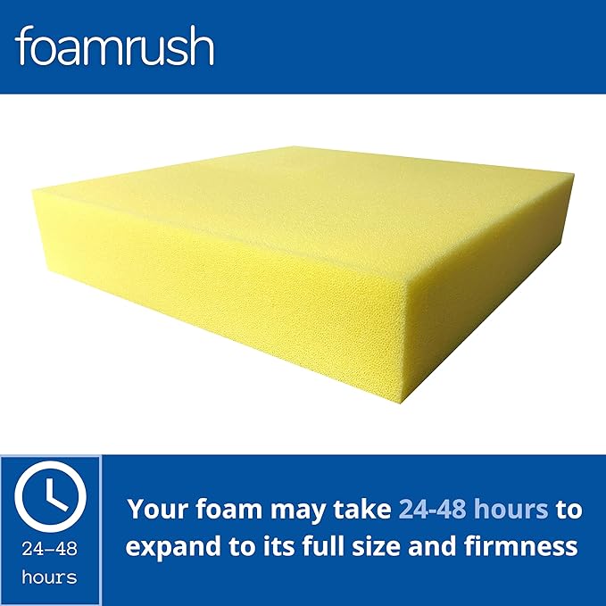 FoamRush 1" x 24" x 24" Water-Resistant Dry Fast Outdoor Upholstery Foam Sheet for Outdoor & Marine Furniture (Chair Cushion Foam for Patio Furniture, Boat Seat Cushion Replacement)