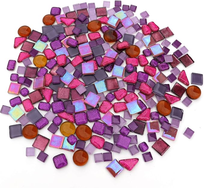 LITMIND 1.1LB Purple Mixed Irregular Crystal Glass Mosaic Tiles - Image 3