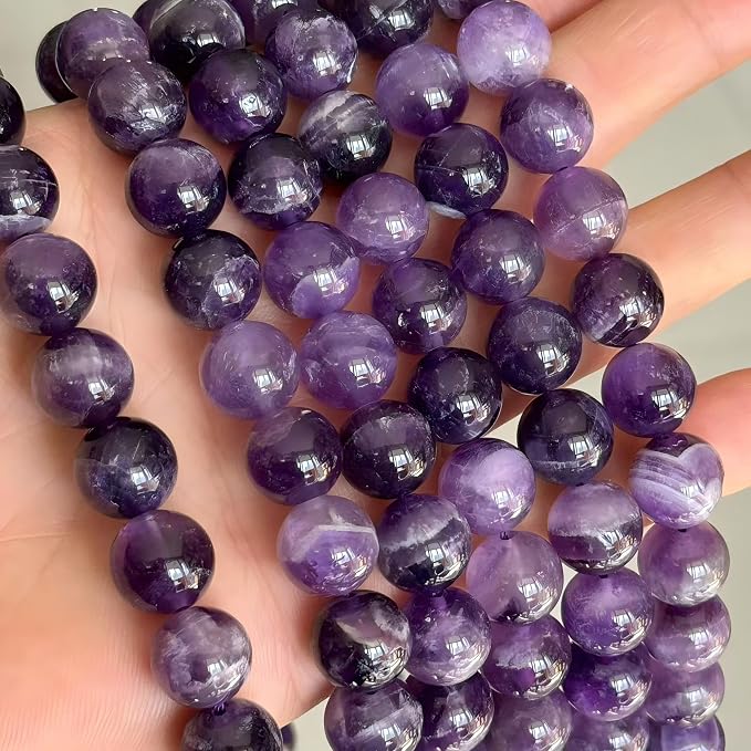 MJDCB Natural Dreamy Amethyst Beads Round Stone Beads DIY Loose Beads - Image 6