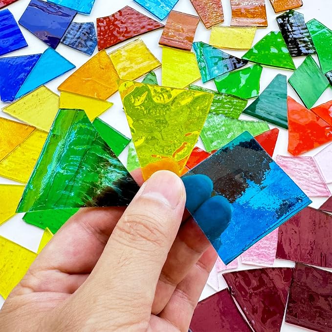 ILLUCKAI 2.2lb Colorful Transparent Stained Glass Scraps, Irregular Stained - Image 2