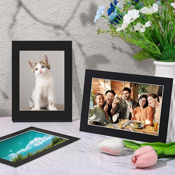 15 Pack 12x16 Black Picture Mats, Frame Mattes for 9x12 Pictures Display Photo Frame Mat Core Bevel Cut Mat Board Show Kit for Photos, Prints, Artworks