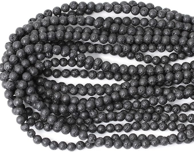 6mm 60PCS Black Lava Volcanic Stone Gemstone Round Loose Beads - Image 3
