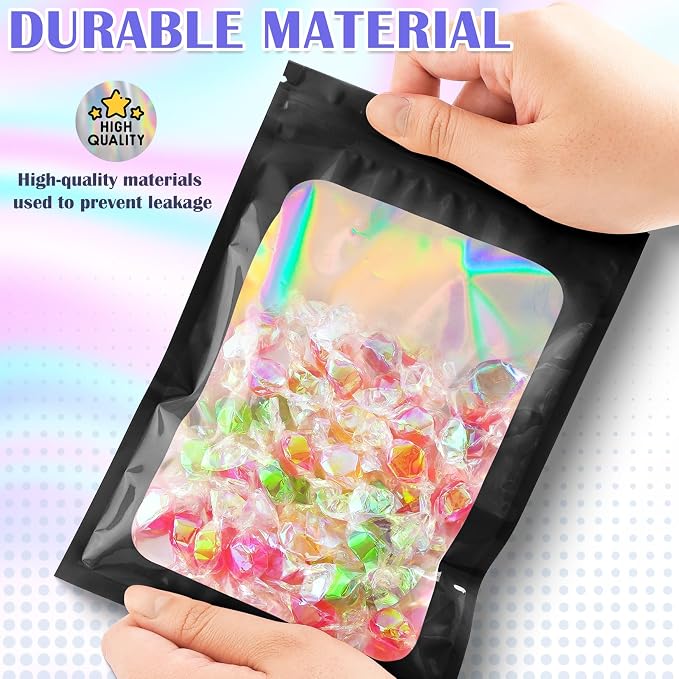 JETMORE 100 PCS Black Smell Proof Bag 2.4x3.9in, Mylar Bags, Holographic Bags - Image 4