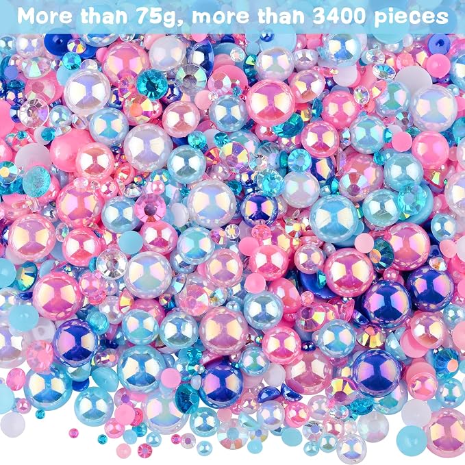 3900+ Pcs Rhinestones and Pearls Kit, 2-10mm Flatback Gems - Image 2