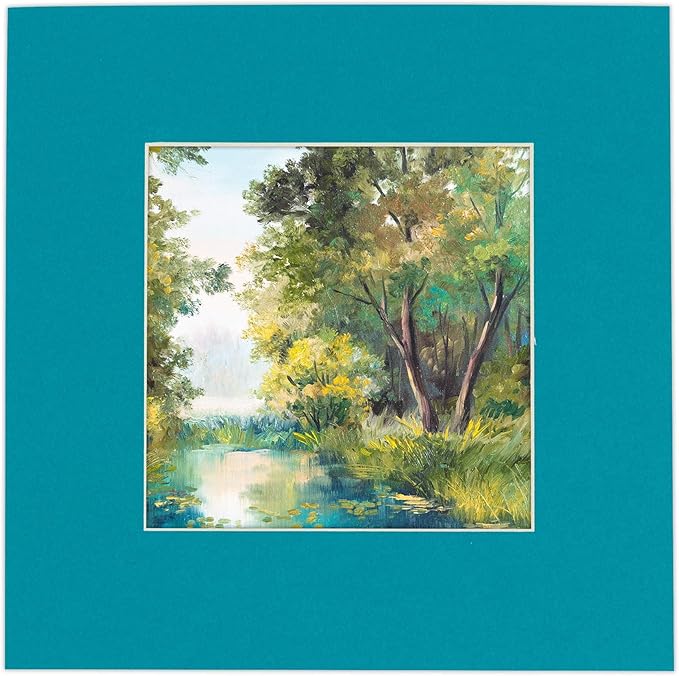 11x14 Mat for 8.5x11 Photo - Precut Teal Blue Picture Matboard for Frames 11 x 14 Inches - Bevel Cut to Display Art 8.5 x 11 Inches - Acid Free Pack of 100 MATS with Backing Boards & Clear Bags