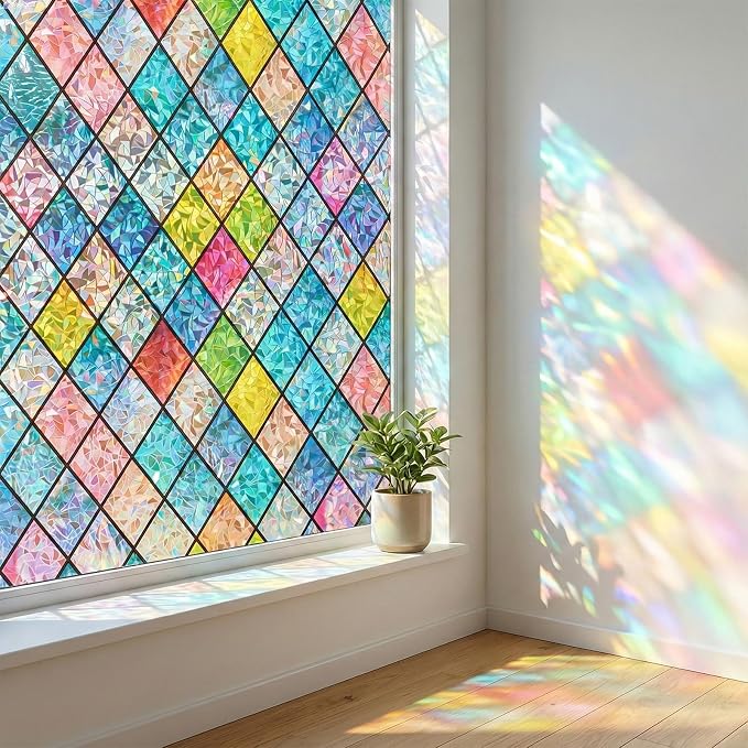 Coavas Window Privacy Film Stained Glass, Static Cling Window Stickers by Coavas