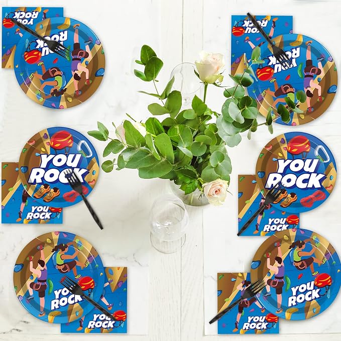 96 Pcs Rock Climbing Party Plates and Napkins Supplies Tableware Disposable - Image 5