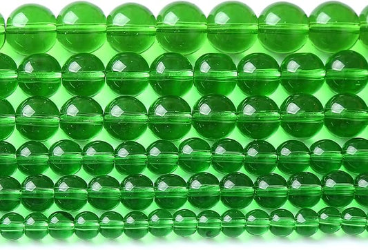 90pcs 4mm Smooth Green Crystal Glass Quartz Beads Round Loose Beads for Jewelry Making DIY Bracelet Necklace 15" Energy Healing Power Stone Beads(4mm, Green Crystal Glass)