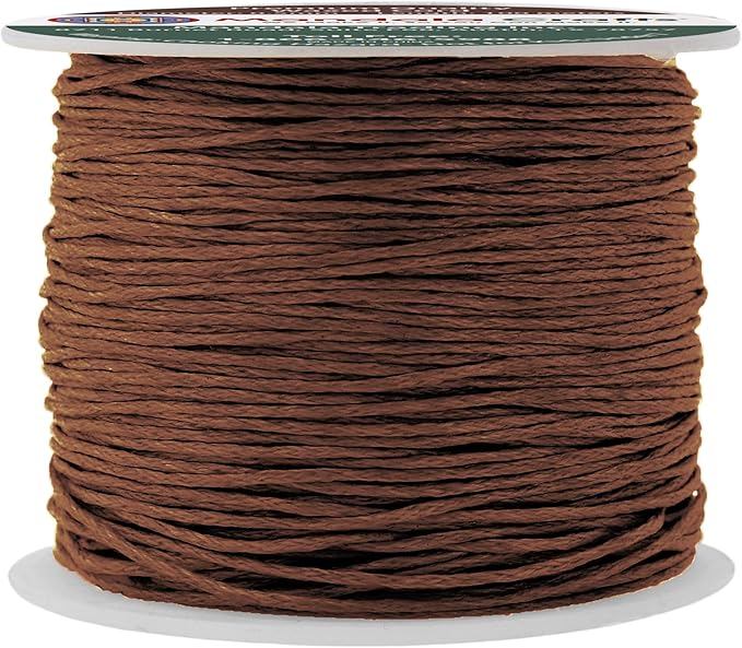 Mandala Crafts 0.5mm 109 Yards Brown Cotton Waxed Cord for Jewelry Making Bracelet Cord Waxed String - Beading String Thread Jewelry Cords for Necklaces String