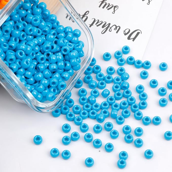 1000Pcs Pony Beads Bracelet 9mm Blue Plastic Barrel Pony Beads - Image 7