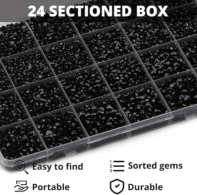 32000Pcs Black Rhinestones for Bedazzling, Flat Back Resin Gem Rhine Stone - Image 3