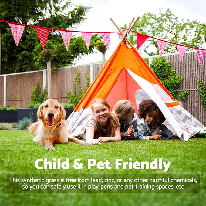 Artificial Grass Rug Outdoor Indoor 13FTX43FT Fake Grass Carpet Green Synthetic - Image 6