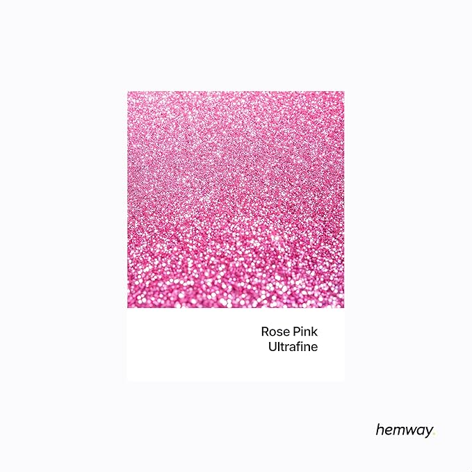 Hemway Polyurethane & Epoxy Glitter Metallic Crystal Flake Additive for Flooring, Jewellery Making, Tumblers and Resin 100g / 3.5oz - Ultrafine (1/128" 0.008" 0.2mm) - Rose Pink