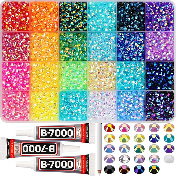 9000Pcs Resin Rhinestones for Bedazzling Crafting, 5mm Jelly Colorful Rainbow by Worthofbest