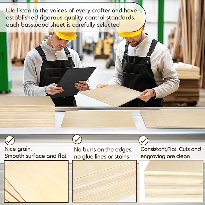 12 Pack 12x18x1/8 Inch Basswood Sheets, MAPRIAL Smooth 3mm Plywood for Laser Cutting, Unfinished Wood Board for Engraving, Wood Burning, Painting, Crafts, Ornaments, Models, Cutter, Engraver, Gifts