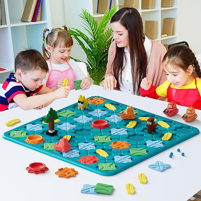 Kids Board Games Learning Toys, STEM Educational Logic Kits with 200+ Challenges & 4 Difficulty Levels, Brain Puzzles Maze Games for Boys Girls Ages 3-10 Birthday Gifts