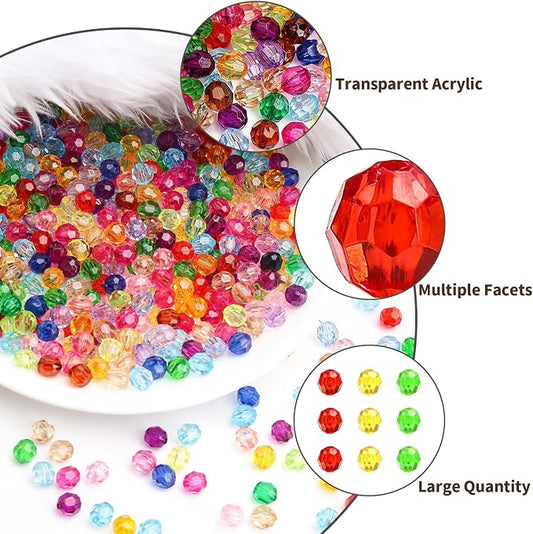BONNY BOXX 1000pcs 6mm Acrylic Faceted Round Crystal Beads Mixed Colors Loose - Image 2
