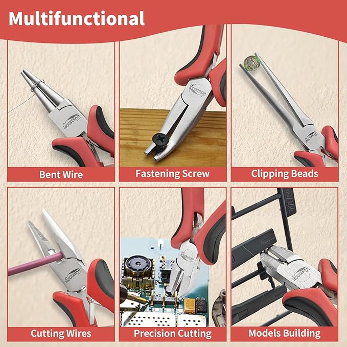 8 Packs Jewelry Pliers Set, Jewelry Making Tools with Needle Nose Pliers, Wire Cutters, Round Nose Pliers, Bent Nose Pliers