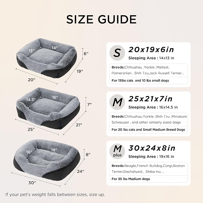 Bedsure Washable Dog Bed Small Dog＆Cat- Rectangle Fluffy Plush Kitten Puppy Bed - Image 8