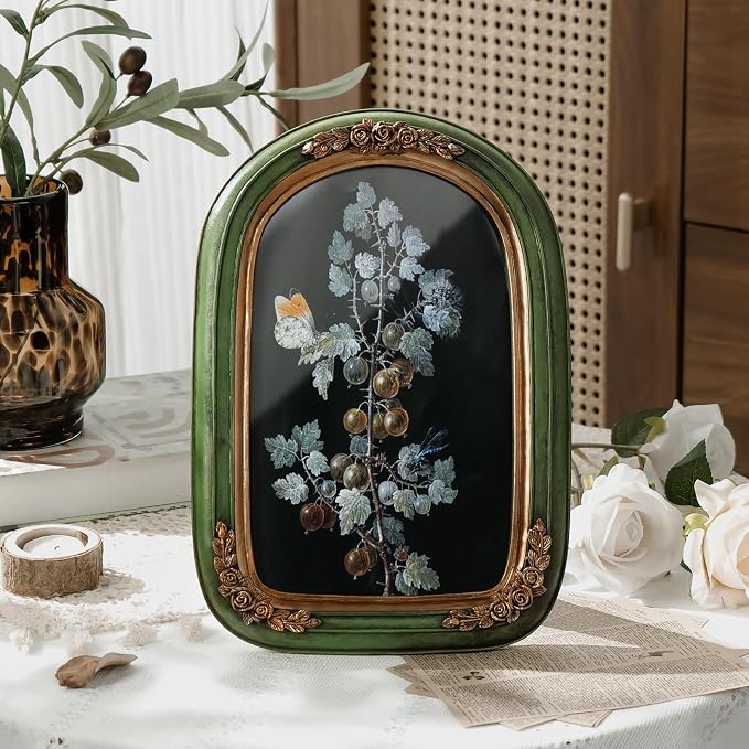 Cuspin 8x10 Vintage Picture Frame, Ornate Green and Gold Frames, Hand-Crafted - Image 2