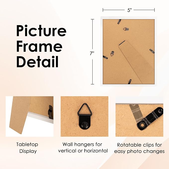 FIXSMITH 5x7 Picture Frame Set of 6, Display Pictures 4x6 - Image 4