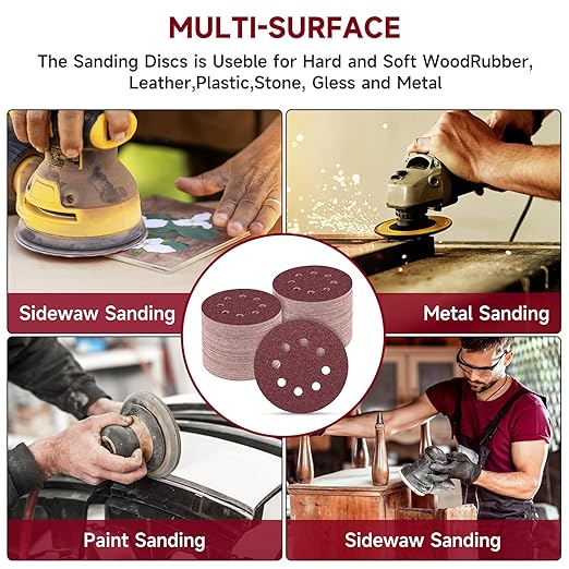 100 PCS 5 Inch Sanding Discs 2000 Grit, Round Hook and Loop Sandpaper for Random Orbital Sander