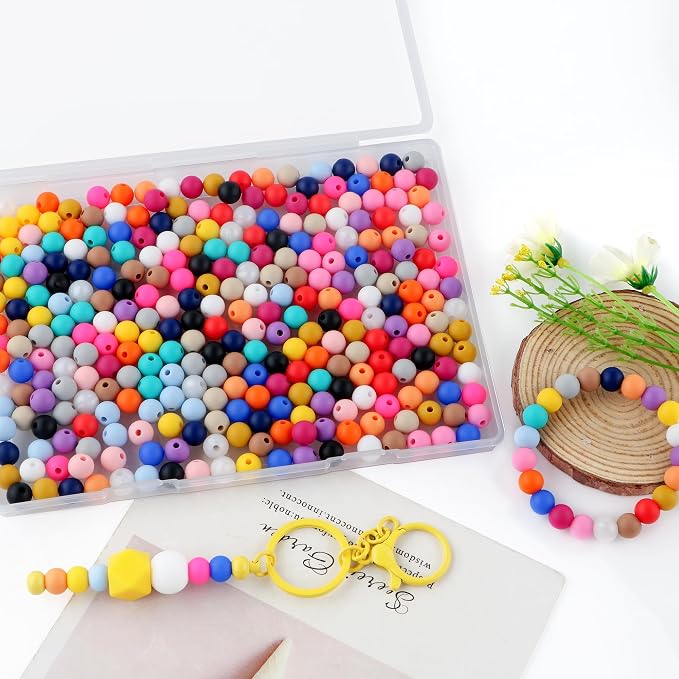 300Pcs 9mm Silicone Beads for Keychain Making and Bracelet Making, 20 Colors - Image 6