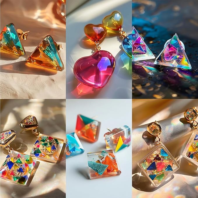 FUNSHOWCASE Cabochon Resin Mold Pack of 2 Mosaic Tile Epoxy Casting Jewelry Making