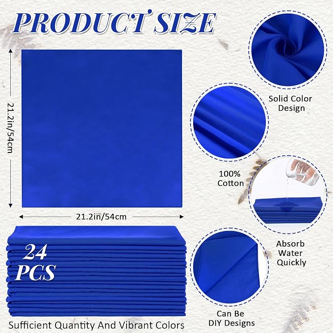 Suhine 100% Cotton Solid Bandanas Blank Bandanas Multifunctional Headband Scarf - Image 2