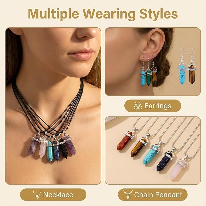 Crystal Pendants Mutilcolor 50pcs Gemstone Bullet Meditation Healing Pointed - Image 6