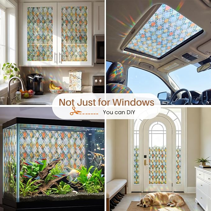 Window Privacy Film, Stained Glass Static Cling Rainbow Stickers 29.5" x - Image 7
