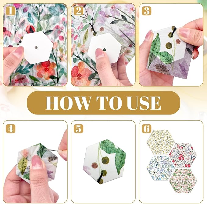 2400 PCS 1 Inch White Hexagon Piecing Paper Templates, Quilting Templates - Image 4