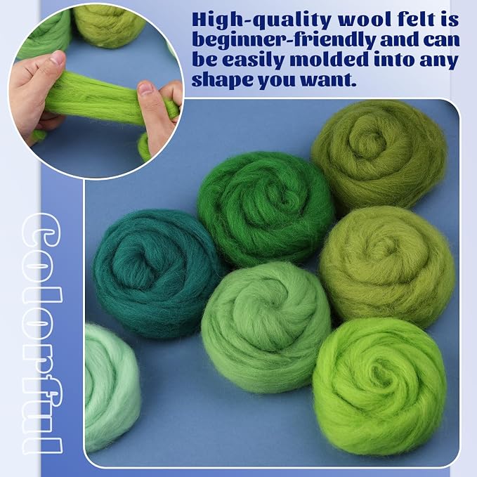 Mayboos 10 Colors Needle Felting Wool, Fiber Wool Yarn Roving, Spinning Wool - Image 4