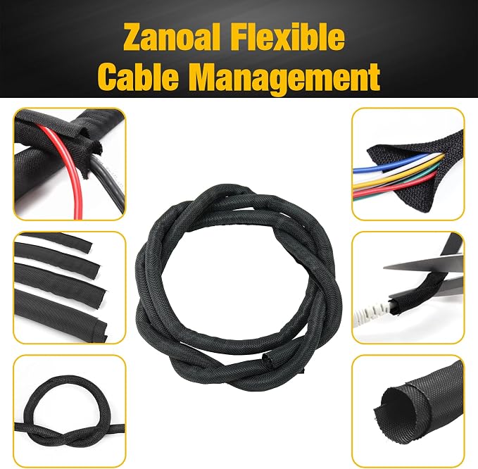 300 Inch Power Cable Management Sleeve, Cord Wraps Protectors Organizer - Image 3