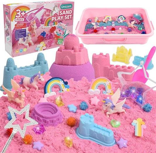 Volmop Unicorn Sensory Bin for Girl, 3.3lb Color Sand, Unicorn Tactile Sensory by Volmop