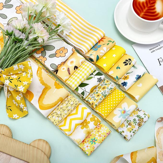 Hosuly 40 Pcs Yellow Floral Jelly Fabric - Image 4