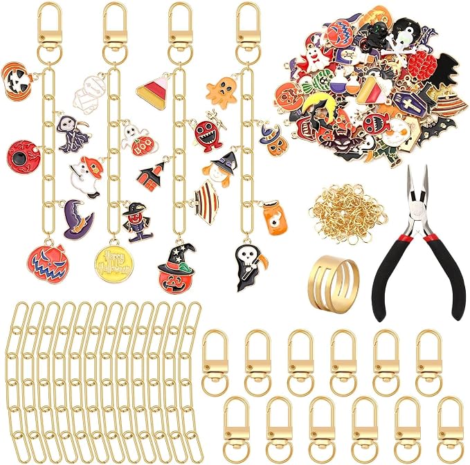 AUGSUN 189Pcs Halloween Keychain Making Kit Holiday DIY Keychain Craft | by AUGSUN