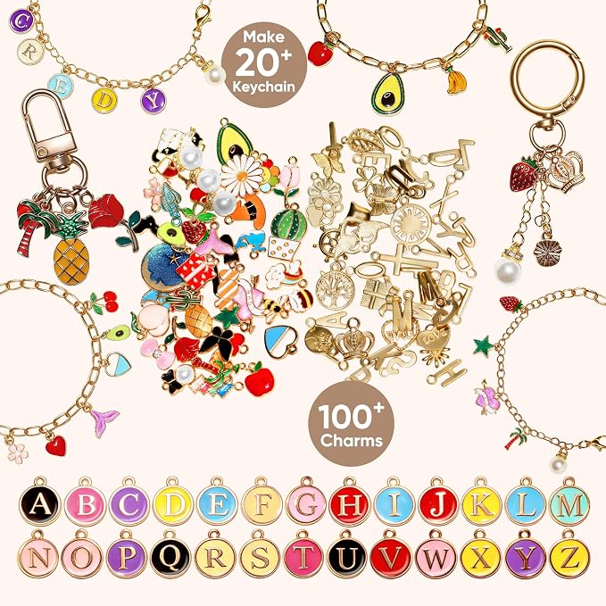 WDXIUE Keychain Making Kit, Charms Lip Gloss Key Chain Bracelet Design Set - Image 3