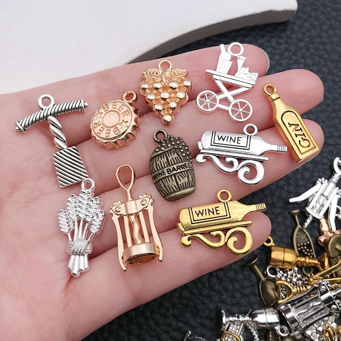 WOCRAFT 100pcs Wine Charms for Jewelry Making Assorted Jewelry Bangle Bracelet - Image 4