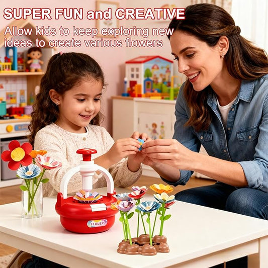 EALRIDV Fabric Flower Bouquets Toys, DIY Flower Press Kit, Creative Floral Craft Set for Kids Ages 4 5 6 7 8+ Years Old, Build Your Own for Birthday Gifts, Arts and Crafts Projects
