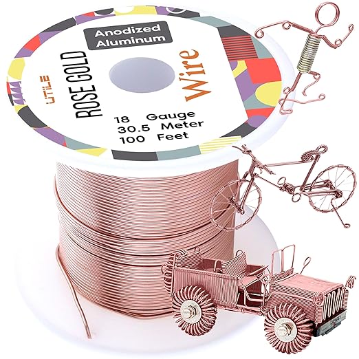 UTILE Armature Aluminum Wire 100 ft 18 Gauge 1.2 mm Anodized Craft Bendable Wire – Sculpting Metal Rose Gold for Bonsai Trees, Clay, Crafts, Plants, Gardening and Jewelry Making (Rose Gold)