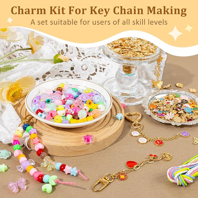 863 Pcs Keychain Making Kit, Alphabet Beads Craft Set - Image 5